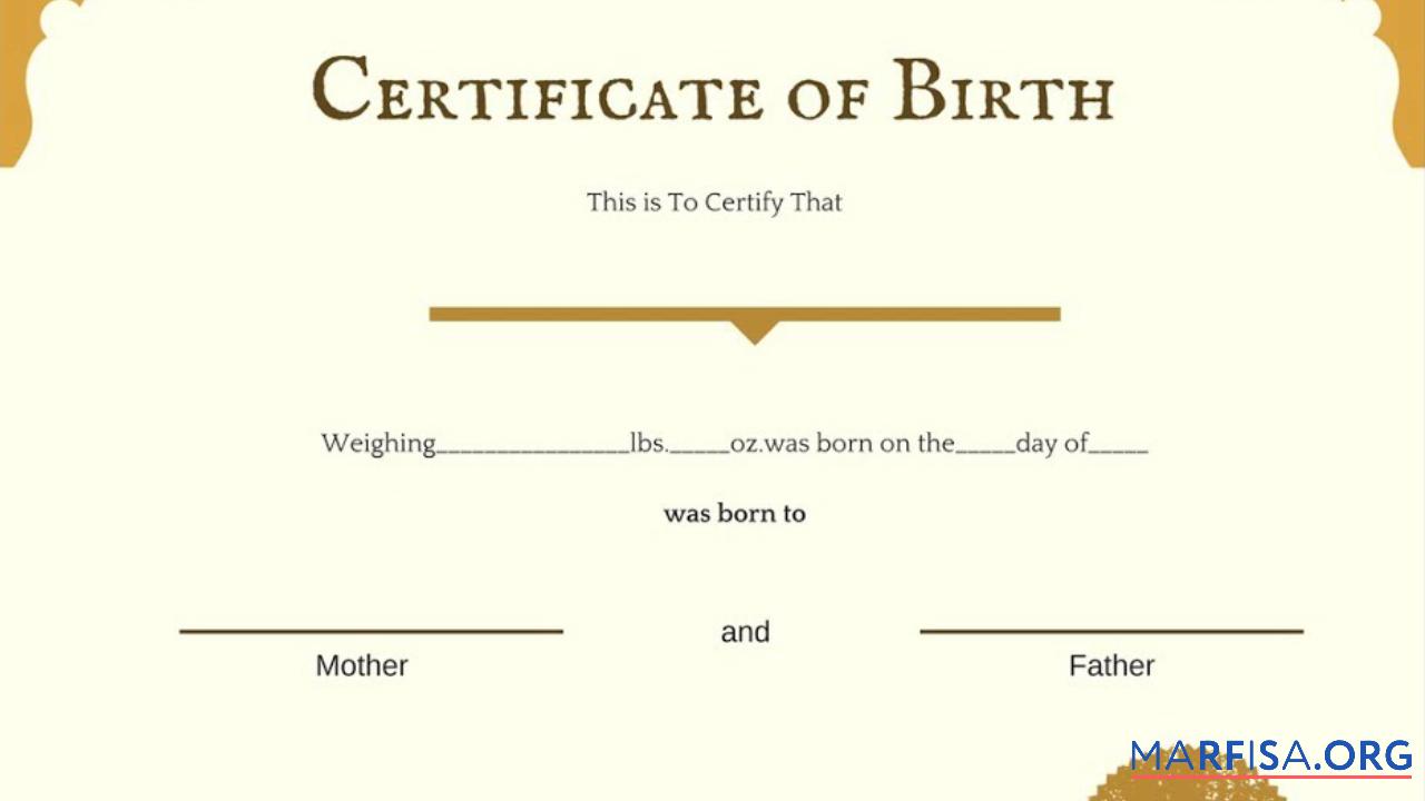 Blank Birth certification template